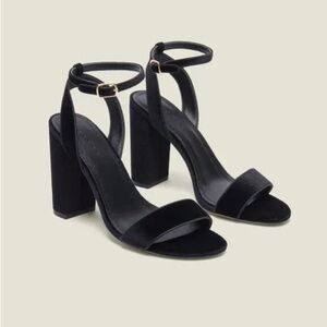 Sandro black velvet Adrianne block heel sandals - size 6 (36)